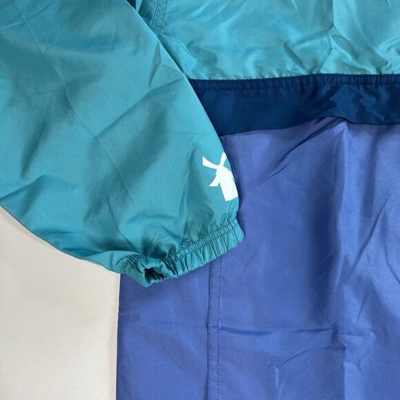 Dutch Bros Coffee Men Jacket M Blue Colorblock Windbreaker Hooded 1/4 Zip - Picture 4 of 9